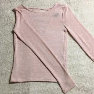 pink long sleeve with open back